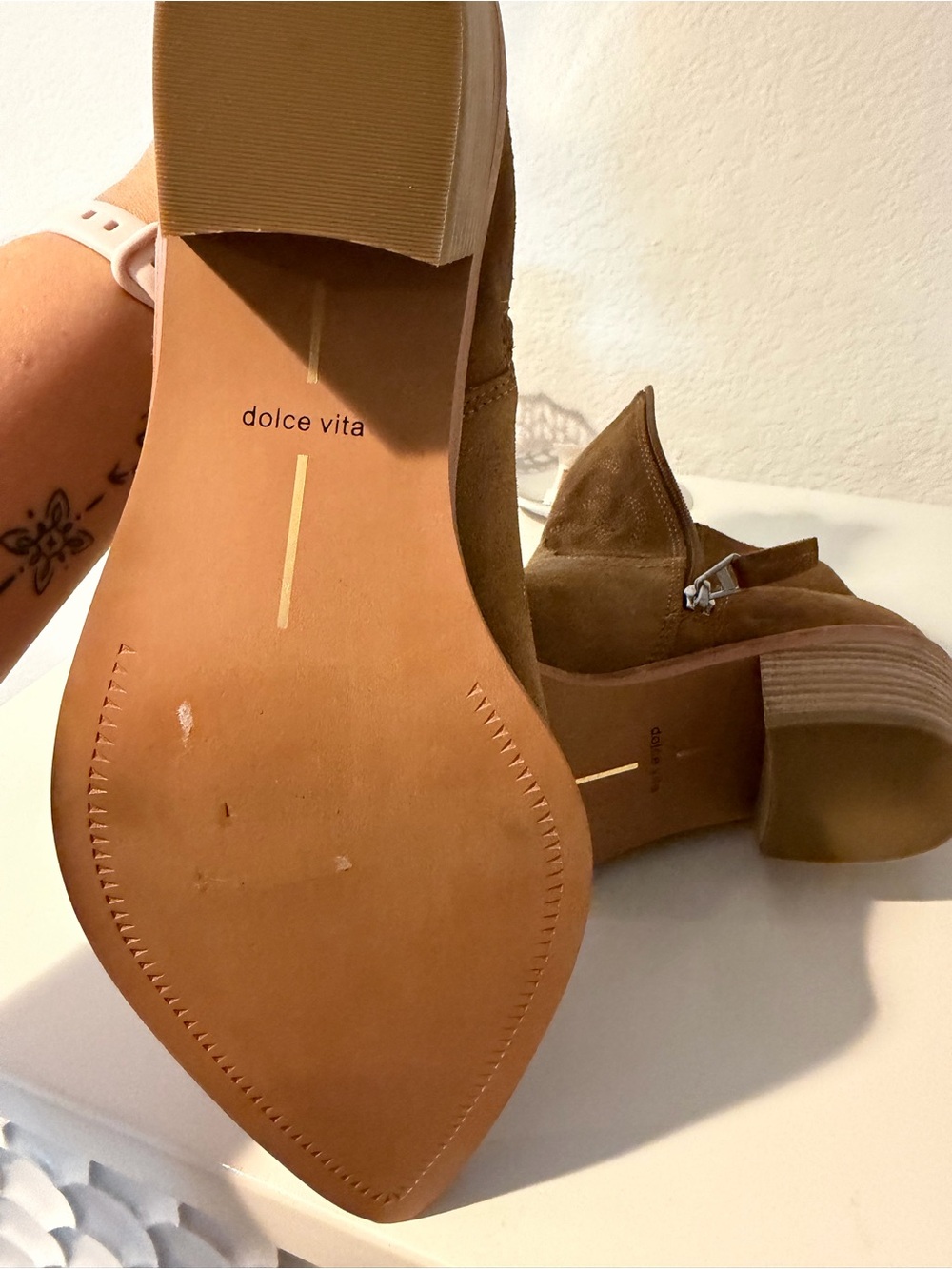 Dolce Vita Suede Ankle Bootie in Chestnut Brown - Picture 5 of 6